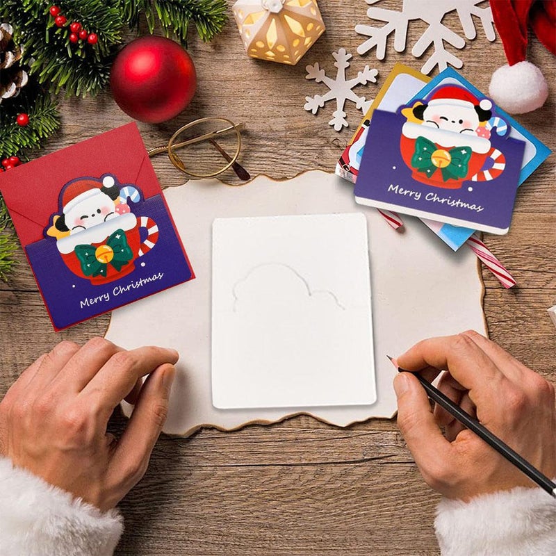 Christmas Mini Gift Card Holder Booklet,  Christmas Cards With Envelopes For Holiday Wishes Party Invitations Gift Messages,  for Holiday, Teacher, Office Employee - Image 4